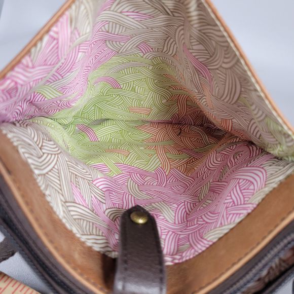 The Sak Womens Crossbody Purse Satchel Bag Snakeskin Leather Brown Size 8"x8" - Picture 13 of 14